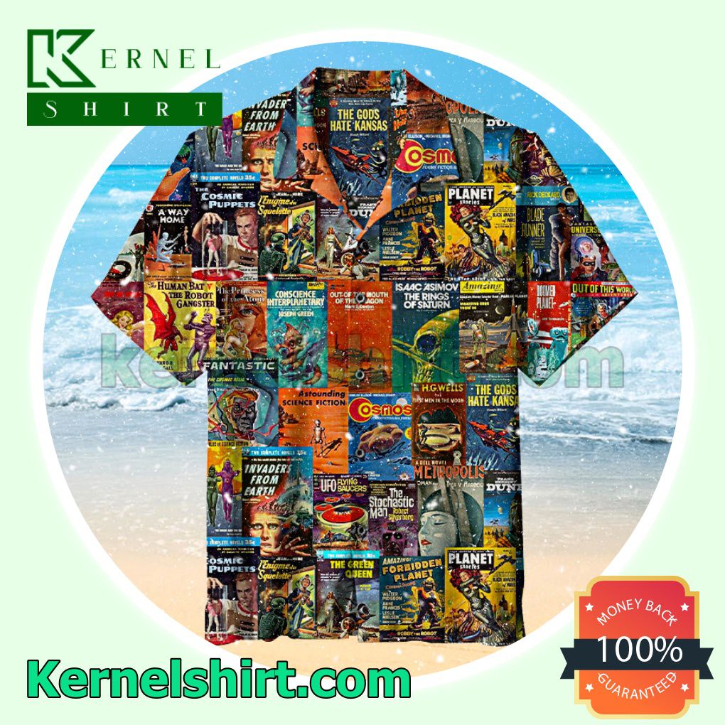 Retro Science Fiction Collage Summer Beach Shirt