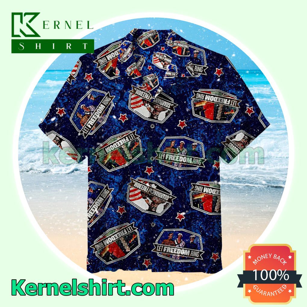 Saturday Evening Post Patriotic Toss Blue Summer Beach Shirt