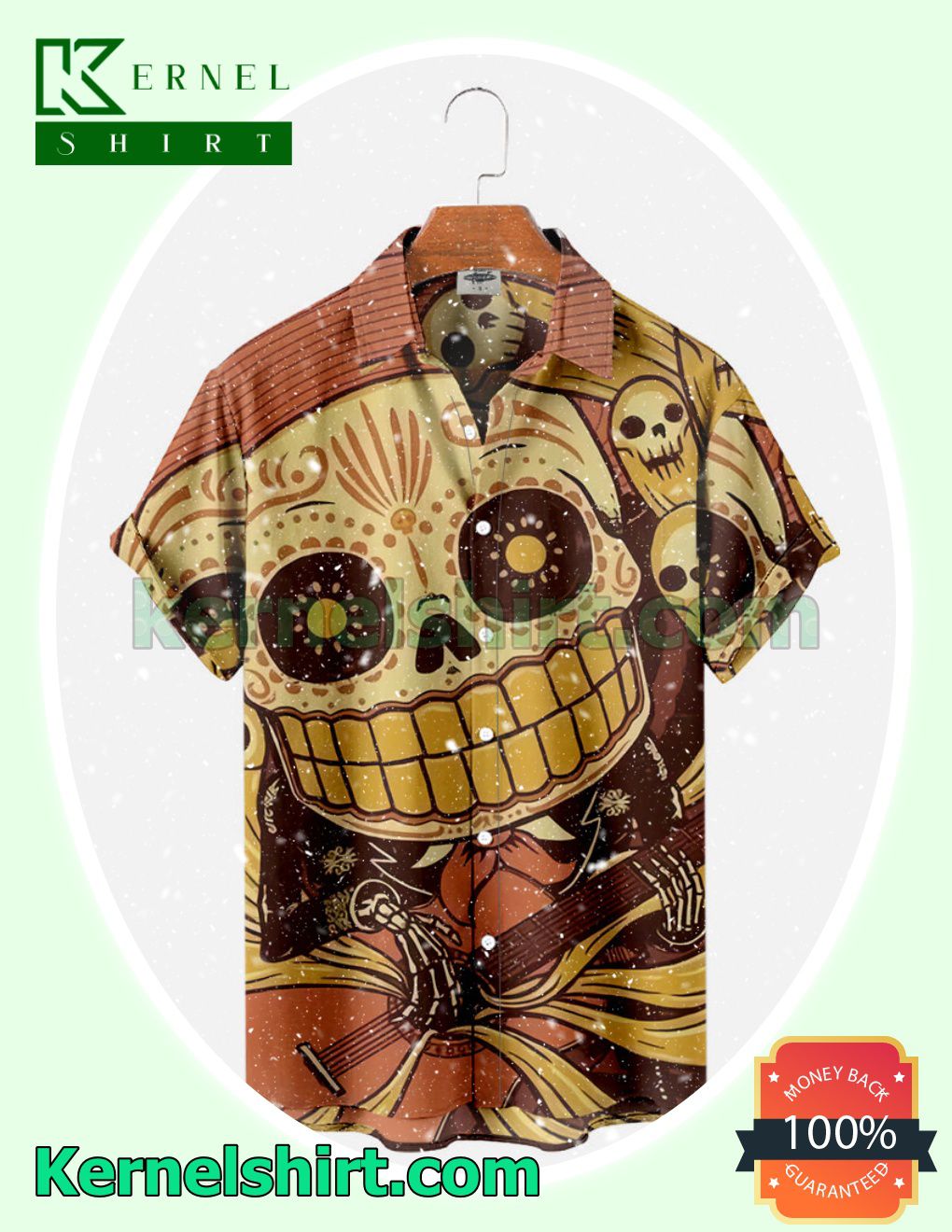 Sugar Skull Playing Guitar Halloween Costume Shirt