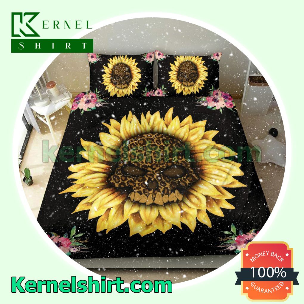 Sunflower Skull Floral Bed Sheet Set