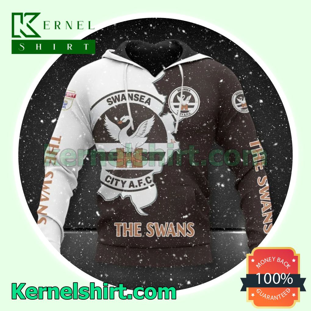 Swansea City AFC The Swans All Over Print Pullover Hoodie Zipper
