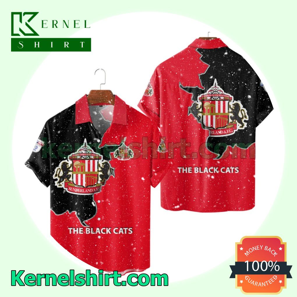 Discount The Black Cats Sunderland AFC Black Red All Over Print Pullover Hoodie Zipper