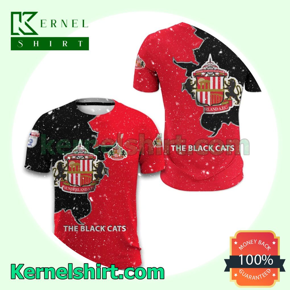 3D The Black Cats Sunderland AFC Black Red All Over Print Pullover Hoodie Zipper