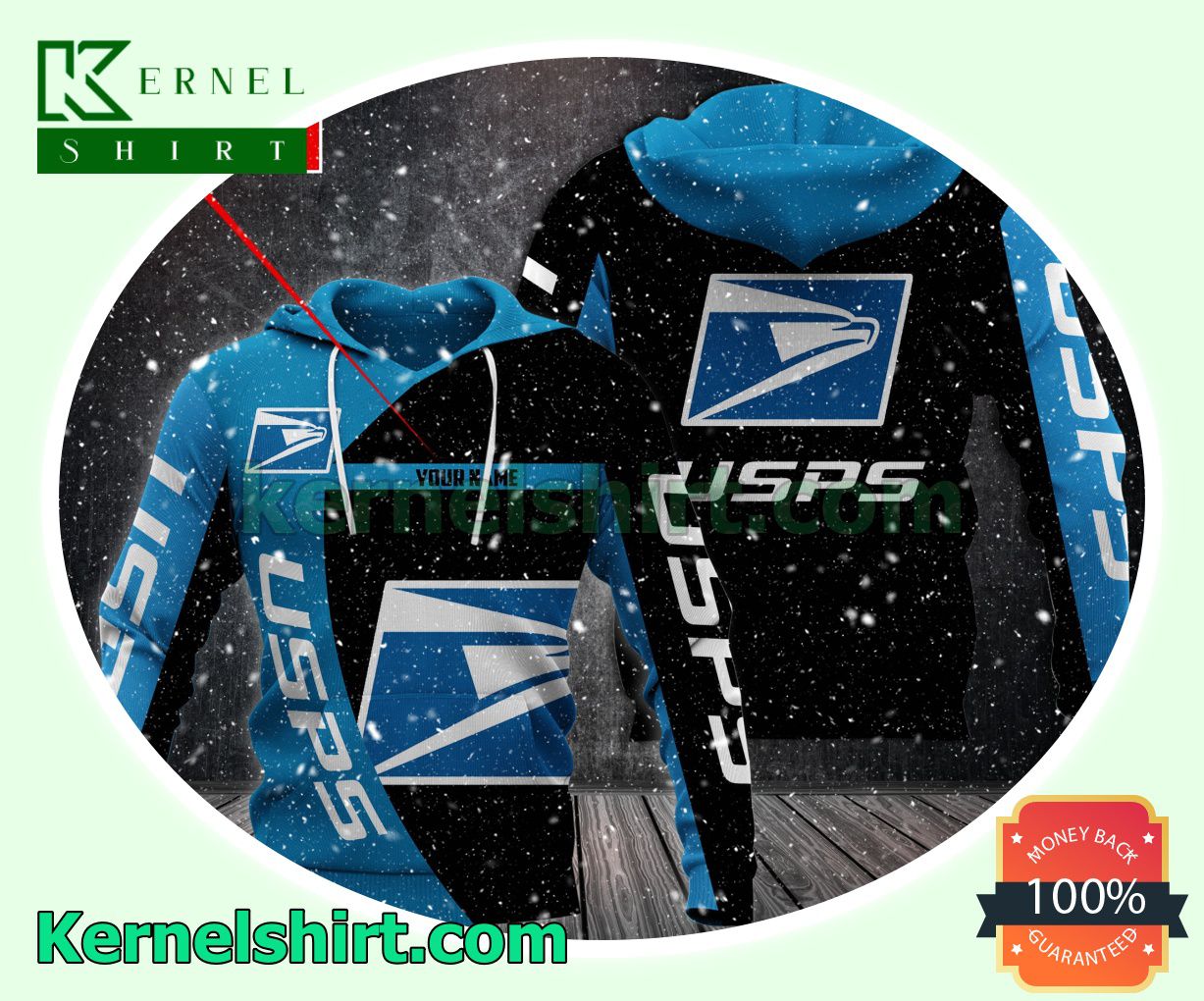 Usps Logo Print Hooded Jacket