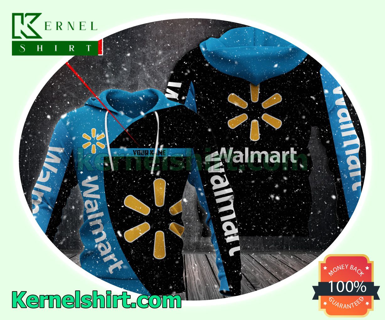 Walmart Logo Print Hooded Jacket