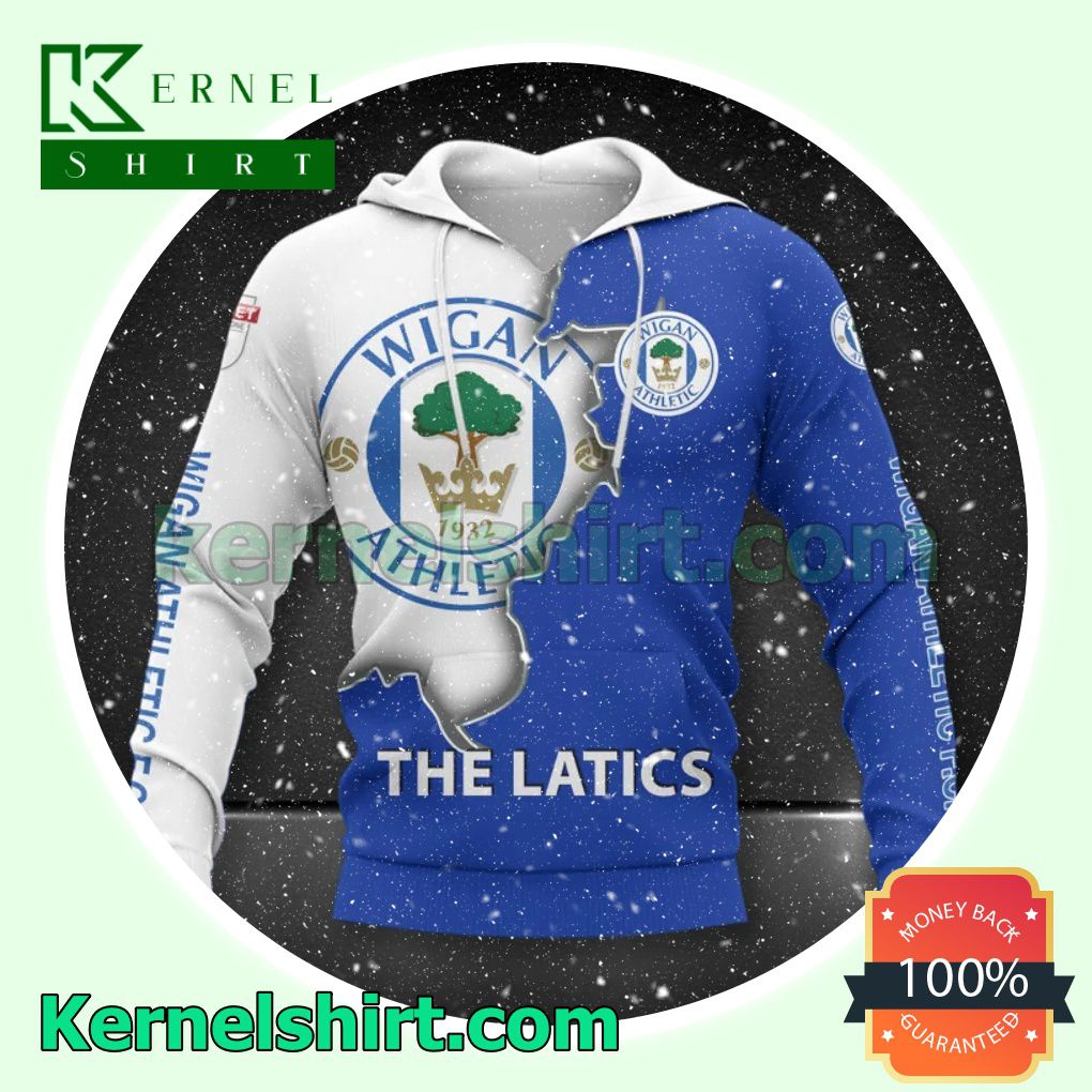 Hot Wigan Athletic FC The Latics All Over Print Pullover Hoodie Zipper