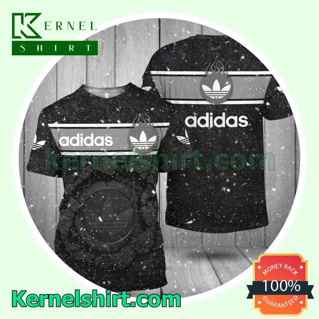 Adidas Black Cracked Surface Logo 3D T-Shirt