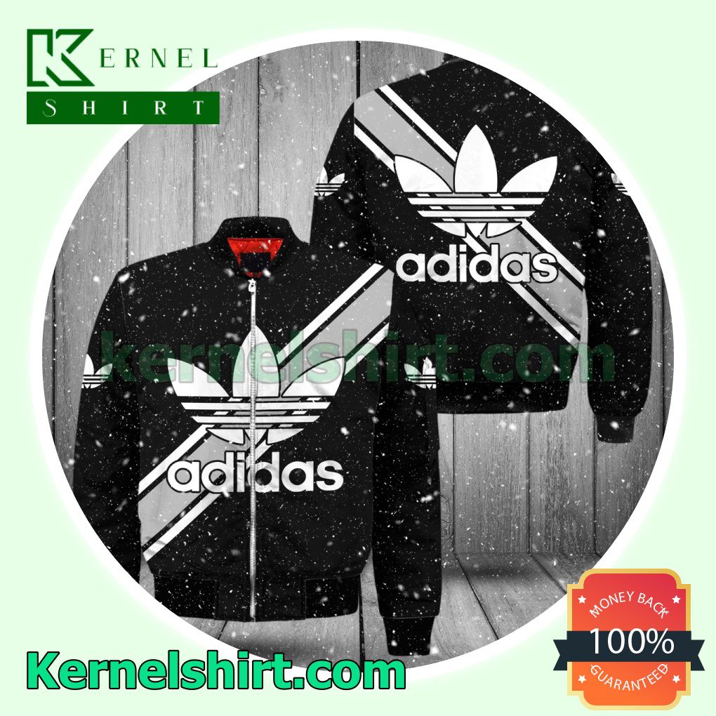 Adidas Brand Logo On Diagonal Stripes Varsity Jacket Coat Outwear