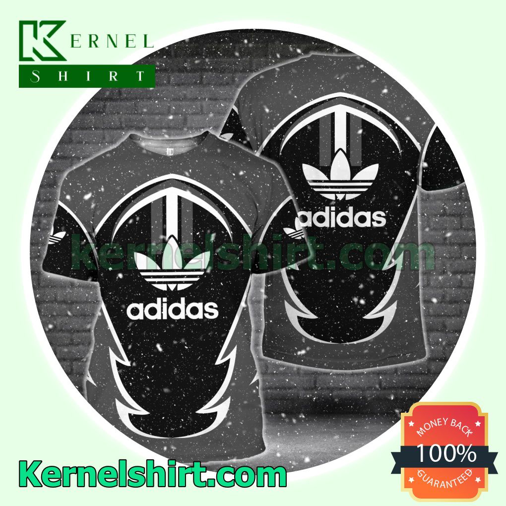 Adidas Luxury Black Mix Grey Logo 3D T-Shirt