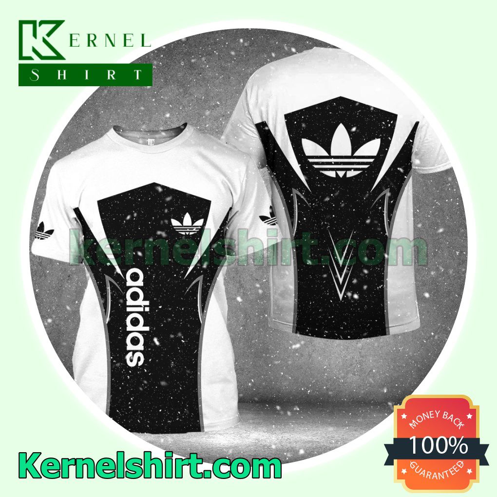 Adidas Luxury Brand White And Black Logo 3D T-Shirt