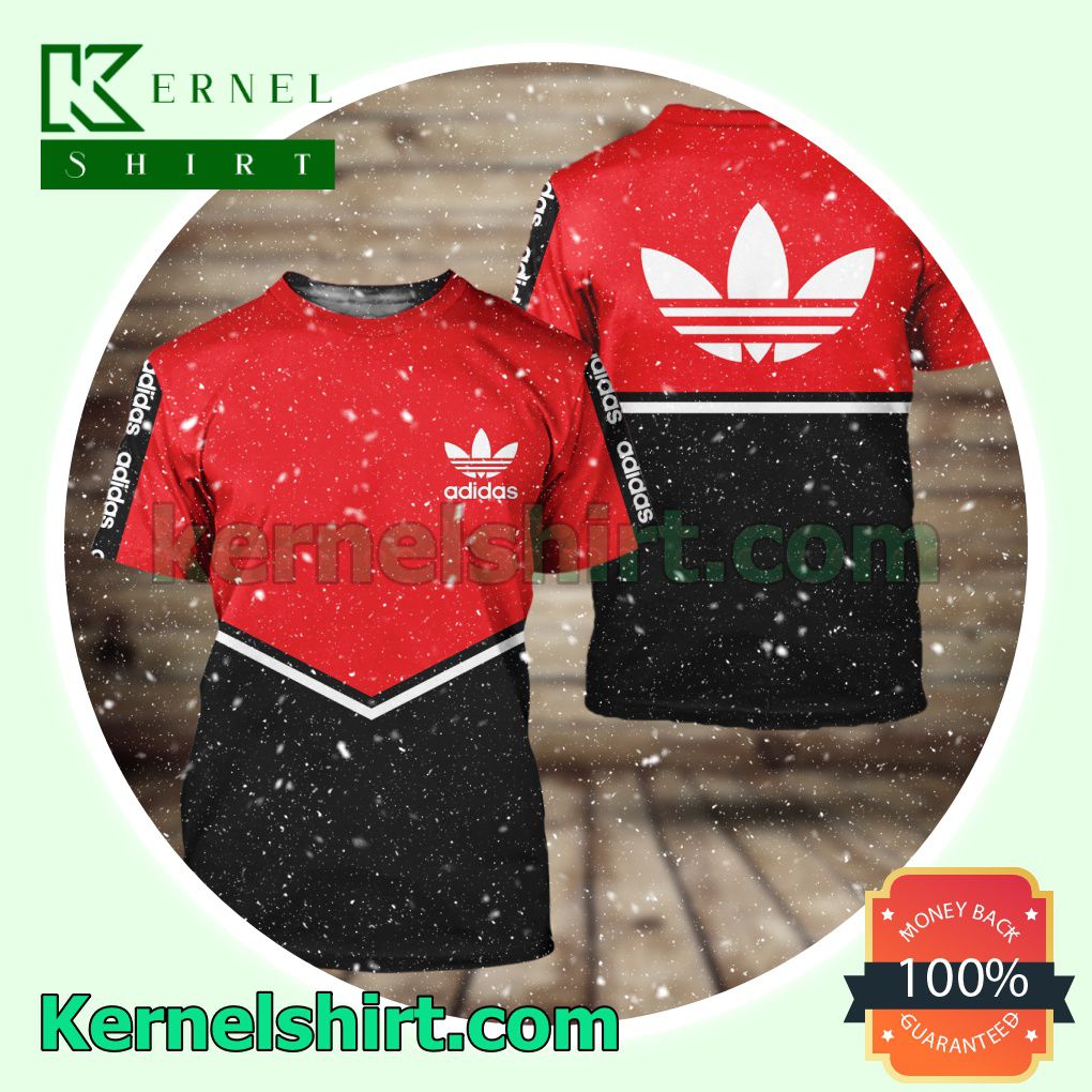 Adidas Luxury Red Black Logo 3D T-Shirt