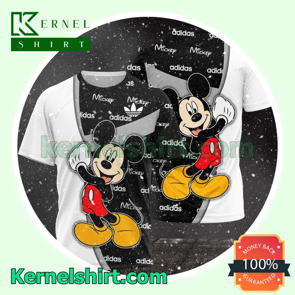 Adidas Mickey Mouse Black And White Logo 3D T-Shirt