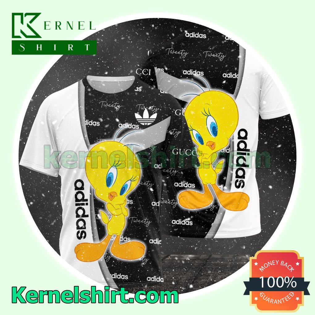 Adidas With Tweety Bird White And Black Logo 3D T-Shirt