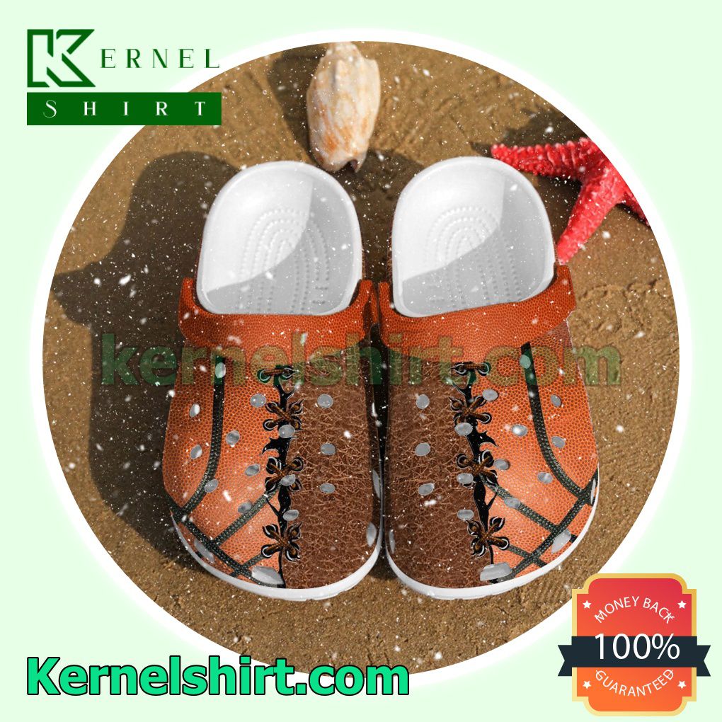 Basketball Leather Pattern Clogs Shoes Slippers Sandals