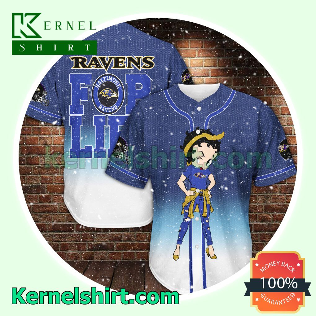 Betty Boop Baltimore Ravens For Life Button Down Shirts