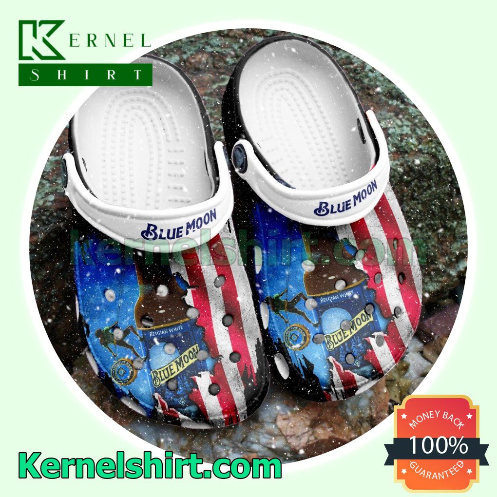 Blue Moon Beer American Flag Clogs Shoes Slippers Sandals