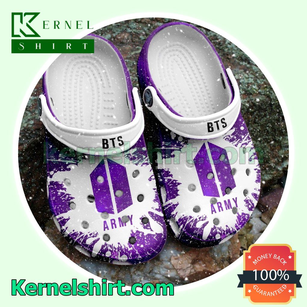 Bts Army Logo Purple Splash Clogs Shoes Slippers Sandals