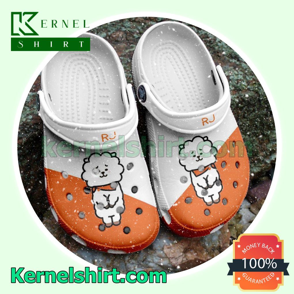 Bts Bt21 Rj White And Orange Clogs Shoes Slippers Sandals