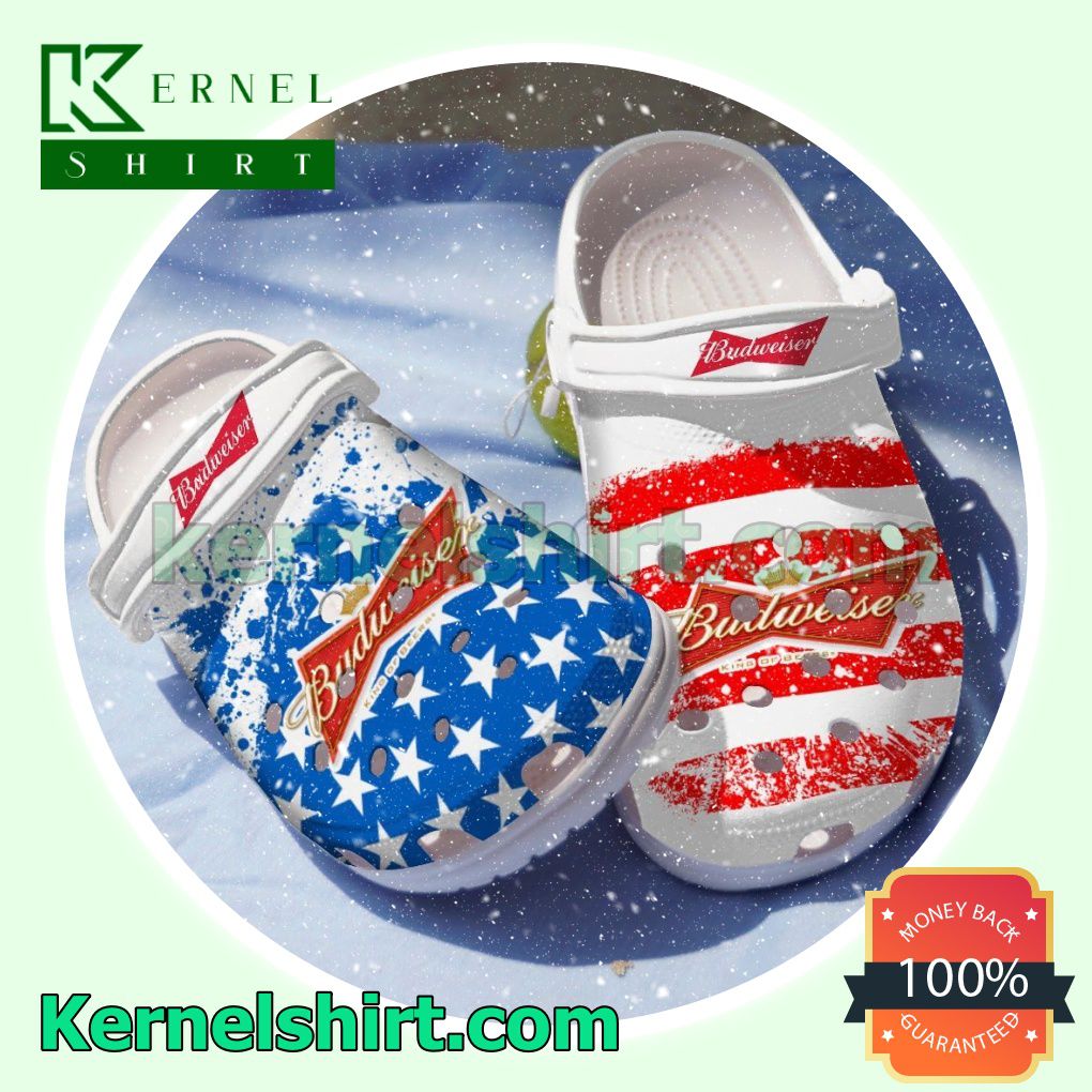 Budweiser Beer Red Blue Clogs Shoes Slippers Sandals