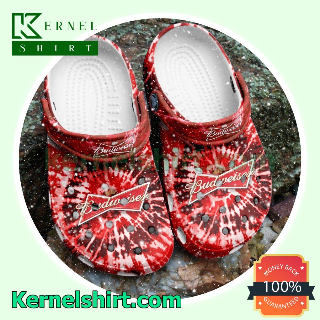 Budweiser Beer Red Tie Dye Clogs Shoes Slippers Sandals