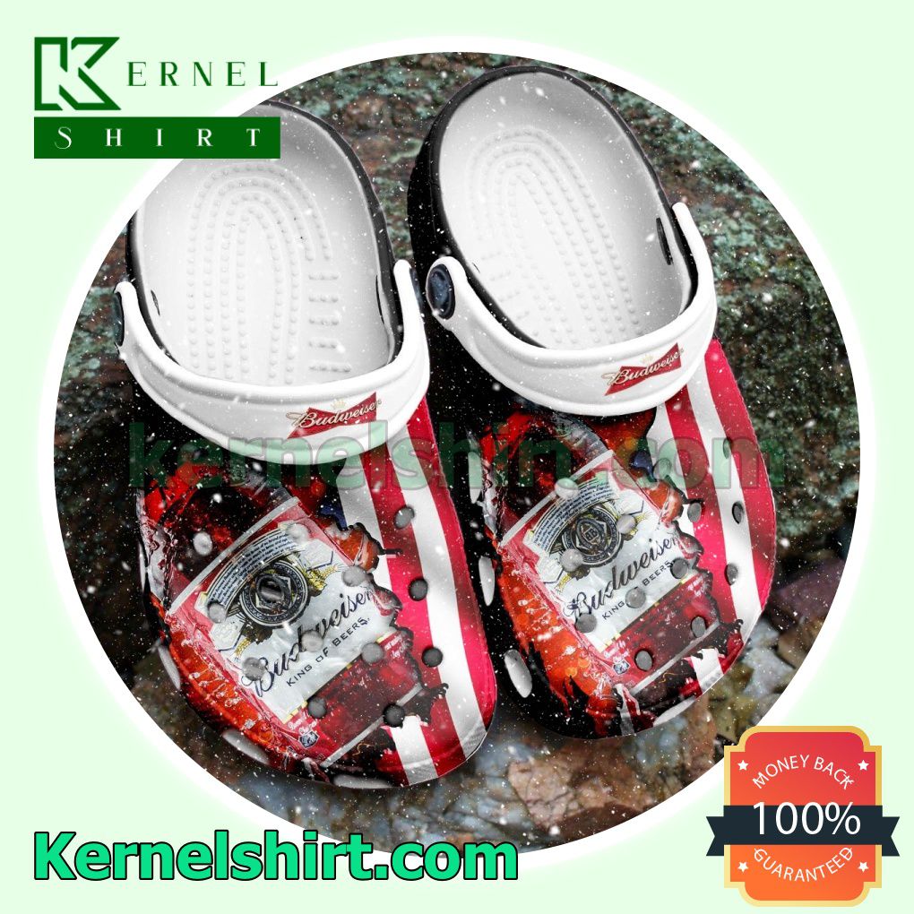 Budweiser King Of Beers American Flag Clogs Shoes Slippers Sandals