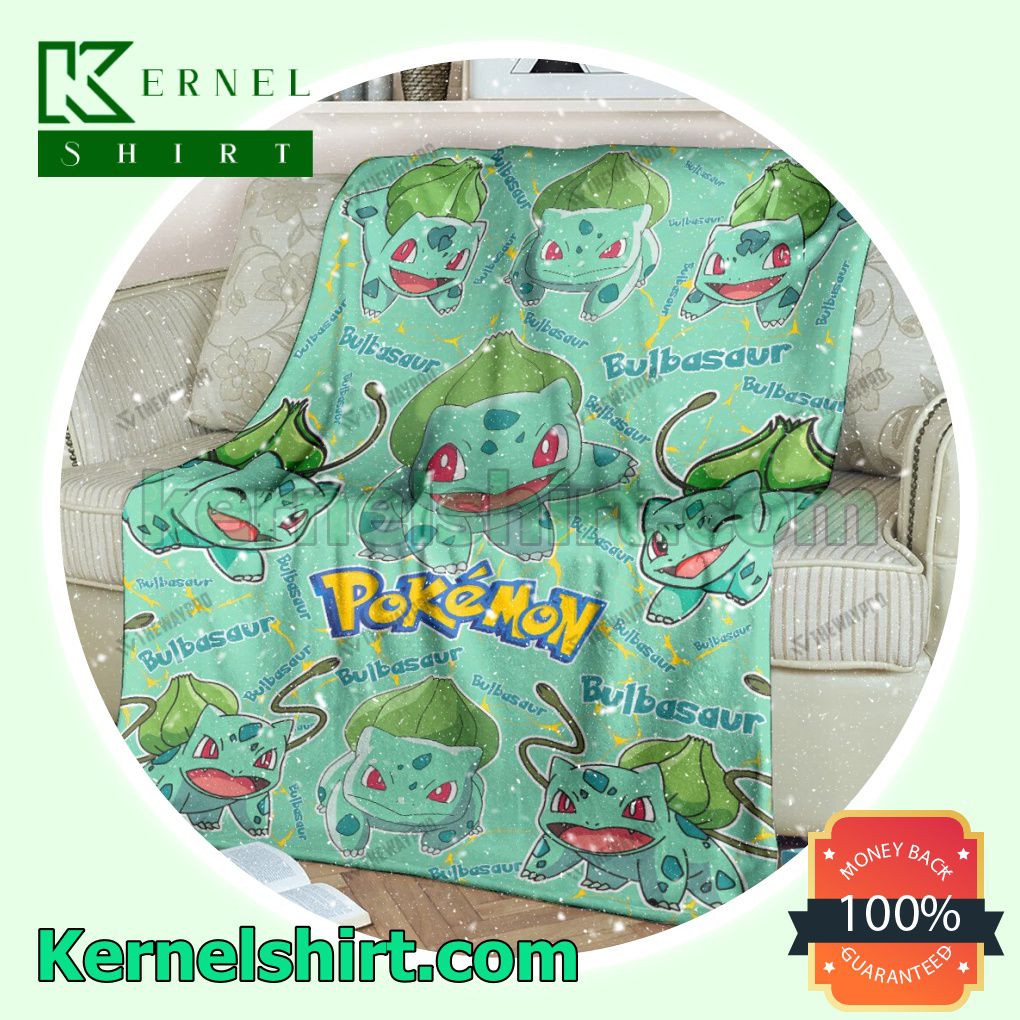 Bulbasaur Pokemon Pattern Fleece Throw Blanket