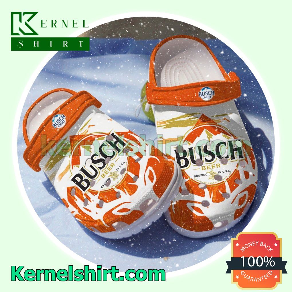 Busch Beer Brand Orange Clogs Shoes Slippers Sandals