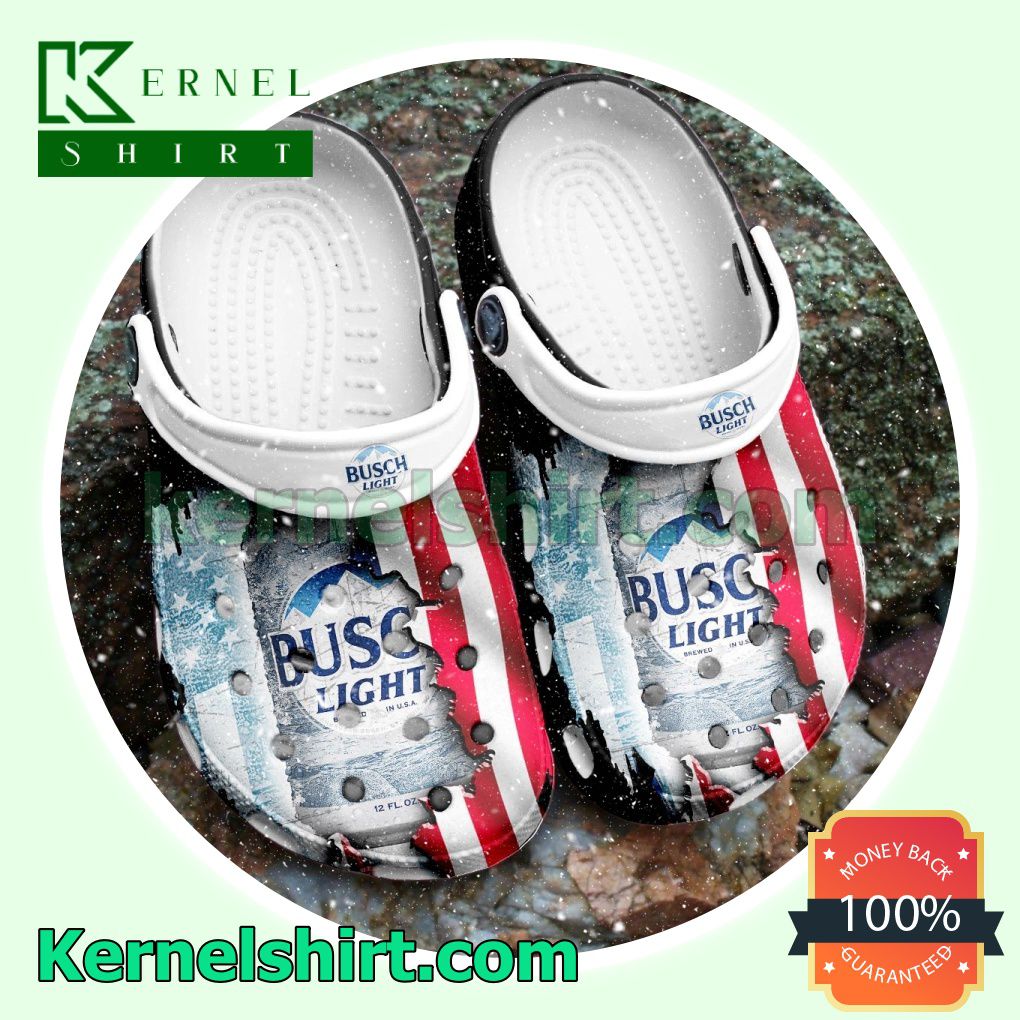 Busch Light American Flag Clogs Shoes Slippers Sandals