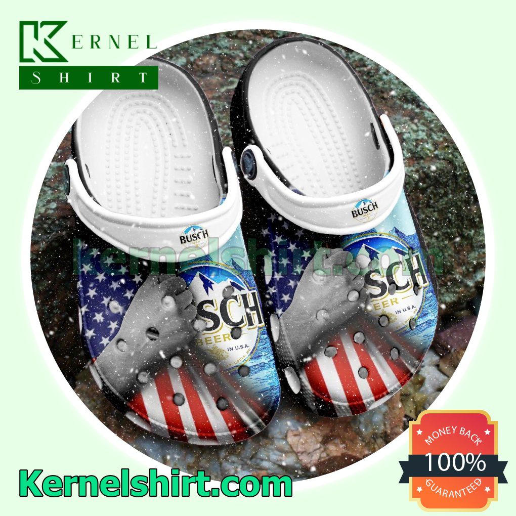 Busch Light Beer American Flag Clogs Shoes Slippers Sandals