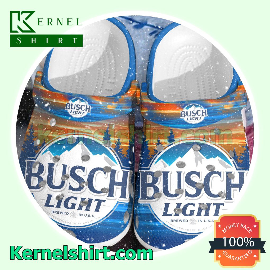 Busch Light Brewed In Usa Sunset Clogs Shoes Slippers Sandals