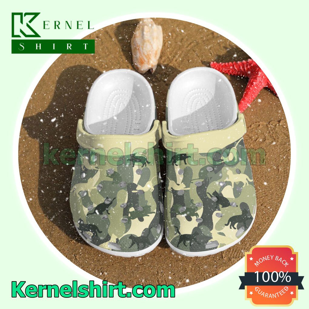Cat Shadow Camo Pattern Clogs Shoes Slippers Sandals