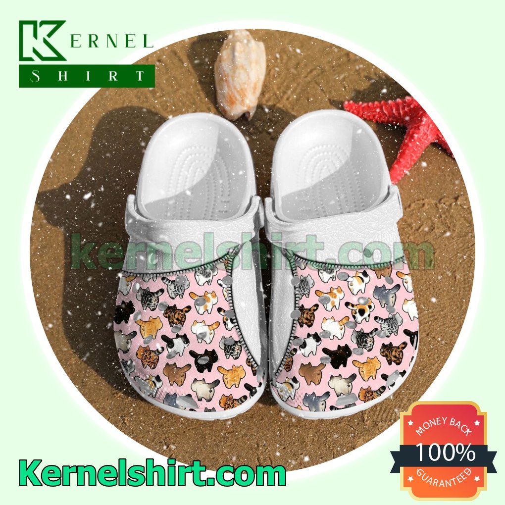 Cat Zipper Pattern White Clogs Shoes Slippers Sandals