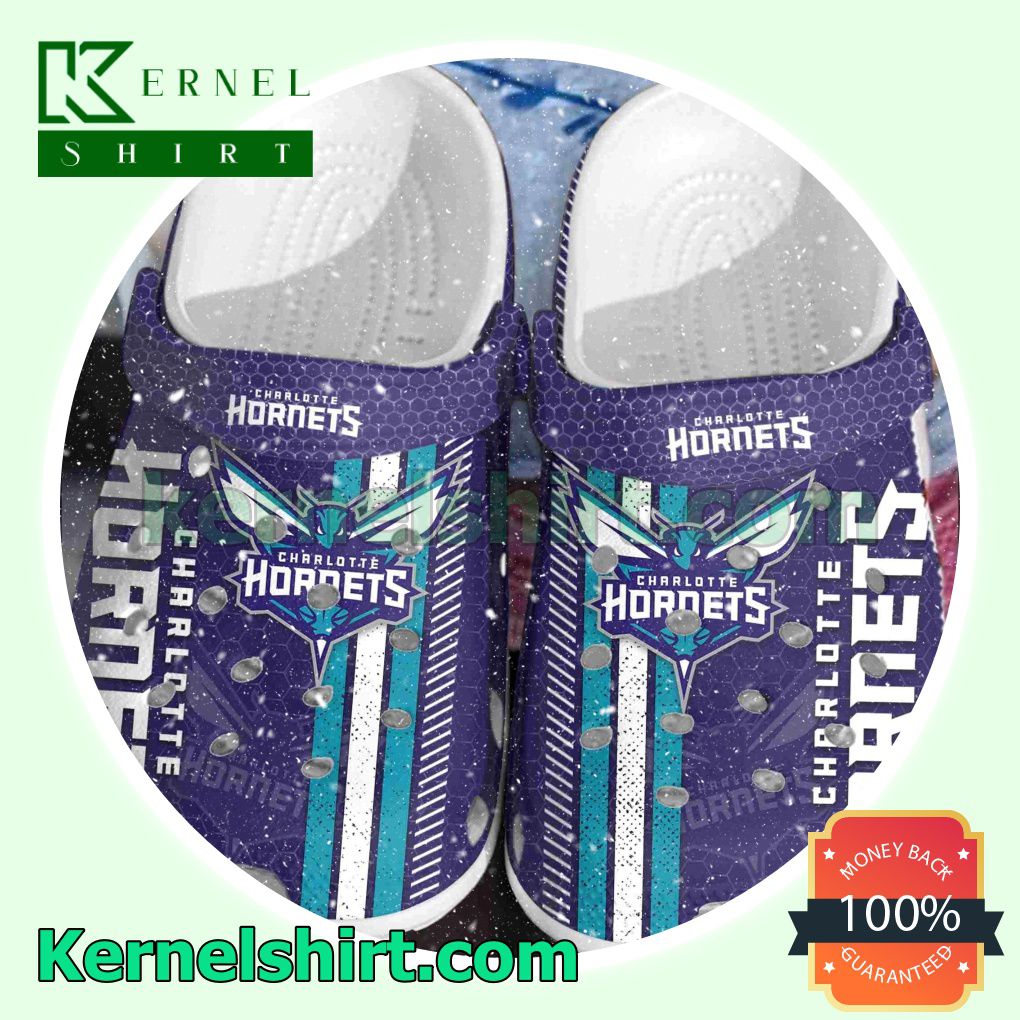 Charlotte Hornets Metal Pattern Clogs Shoes Slippers Sandals