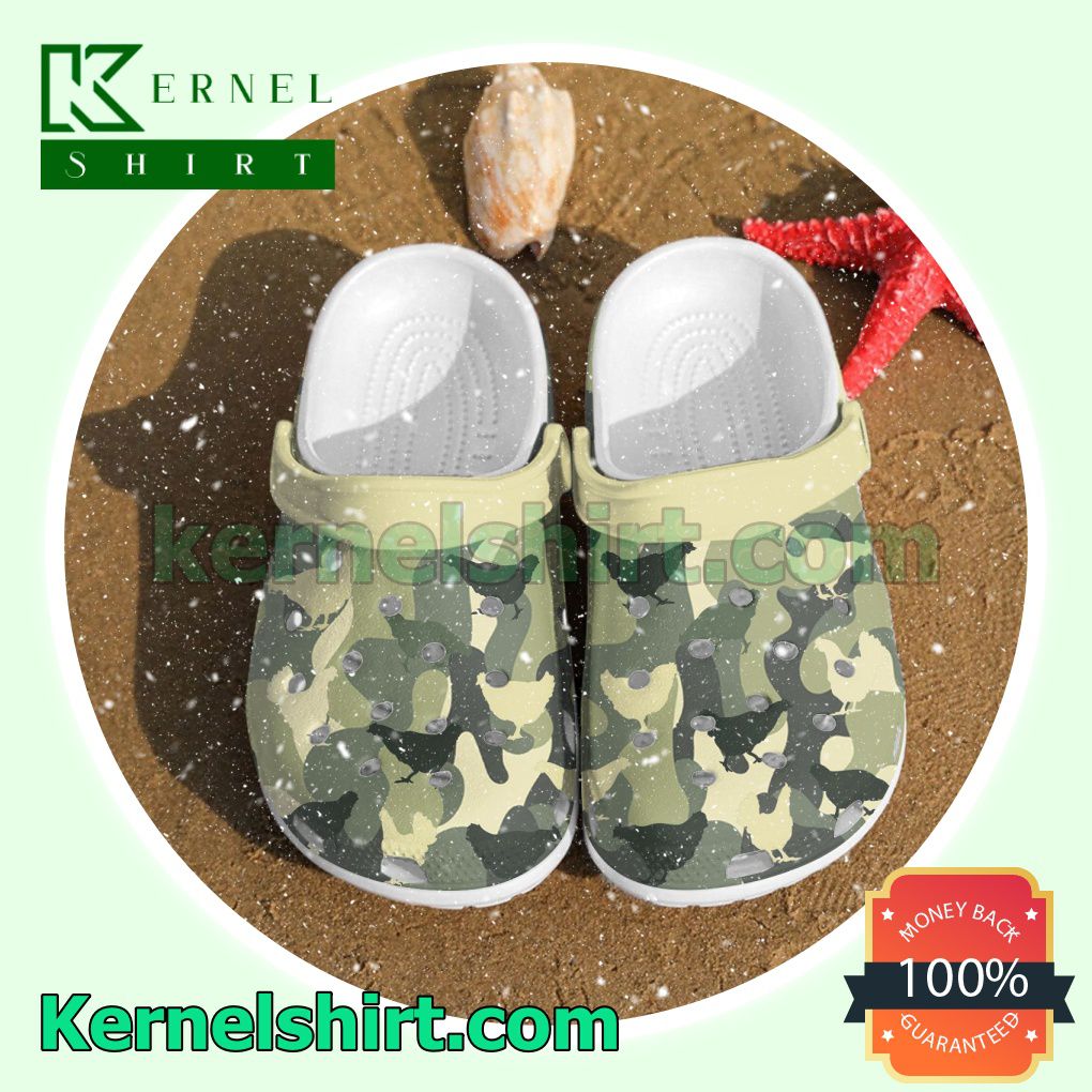 Chicken Shadow Camo Pattern Clogs Shoes Slippers Sandals