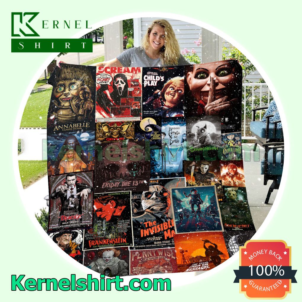 Classic Horror Movies Collection Sherpa Fleece Throw Blanket