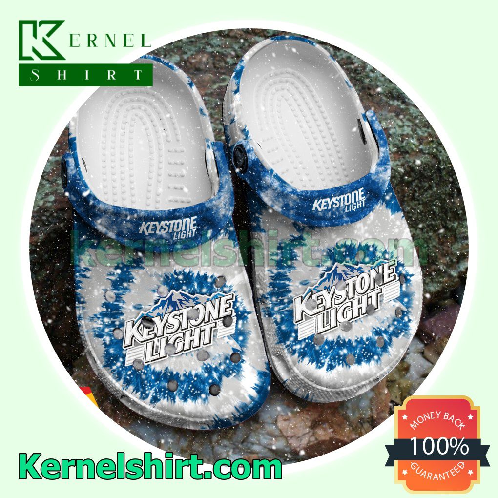 Classic Tie Dye Graphic Keystone Light Clogs Shoes Slippers Sandals