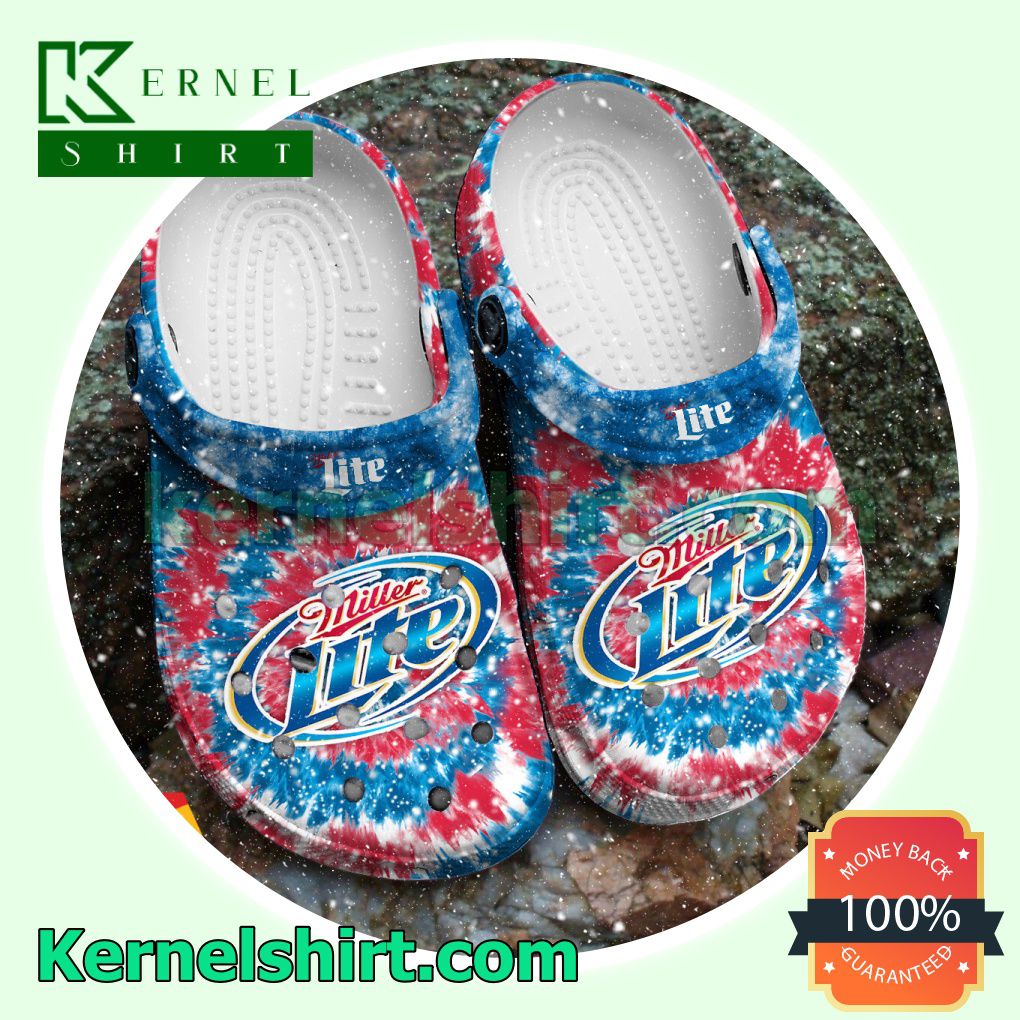 Classic Tie Dye Graphic Miller Lite Clogs Shoes Slippers Sandals