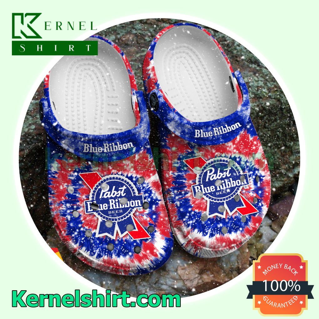 Classic Tie Dye Graphic Pabst Blue Ribbon Clogs Shoes Slippers Sandals