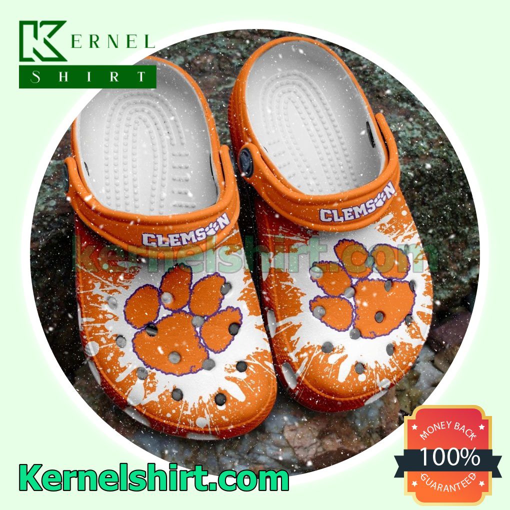 Clemson Tigers Logo Color Splash Clogs Shoes Slippers Sandals