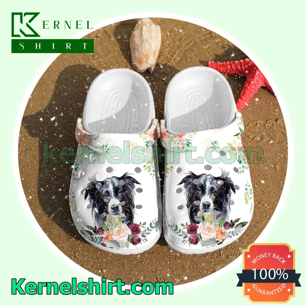 Collie Dog Flower Clogs Shoes Slippers Sandals