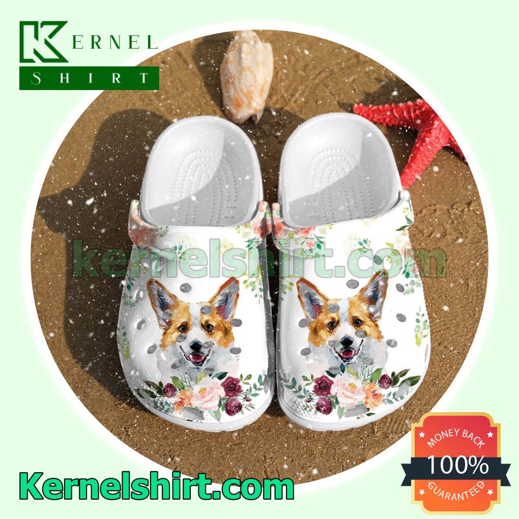 Corgi And Flower Clogs Shoes Slippers Sandals