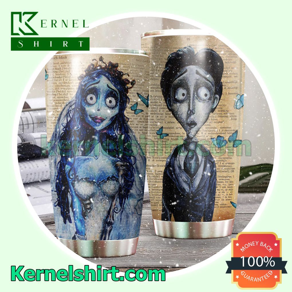 Corpse Bride Emily And Victor Dictionary Background Tumbler Cup
