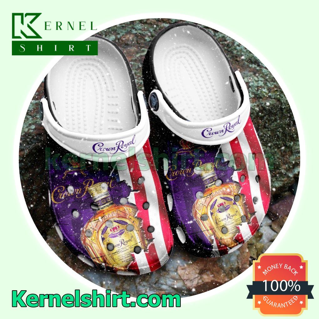 Crown Royal Beer American Flag Clogs Shoes Slippers Sandals