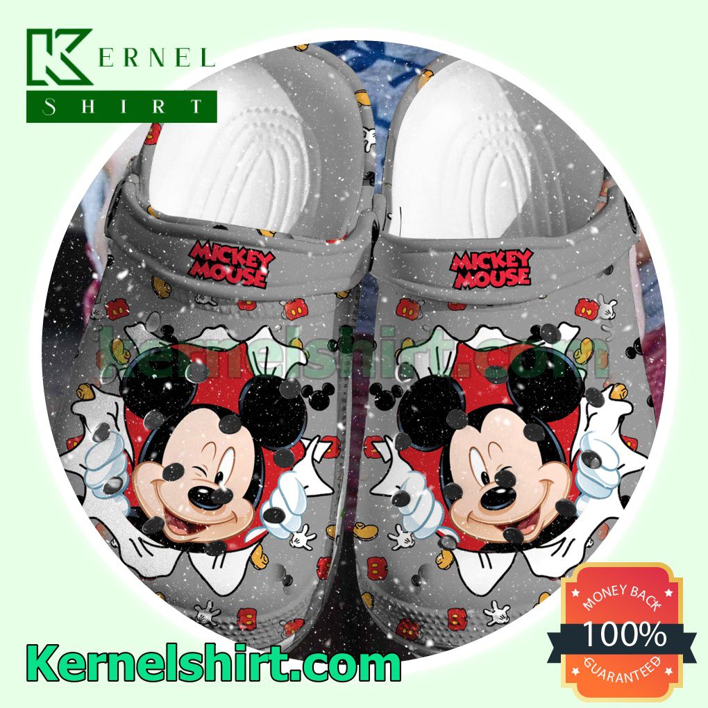 Cute Mickey Mouse Grey Clogs Shoes Slippers Sandals
