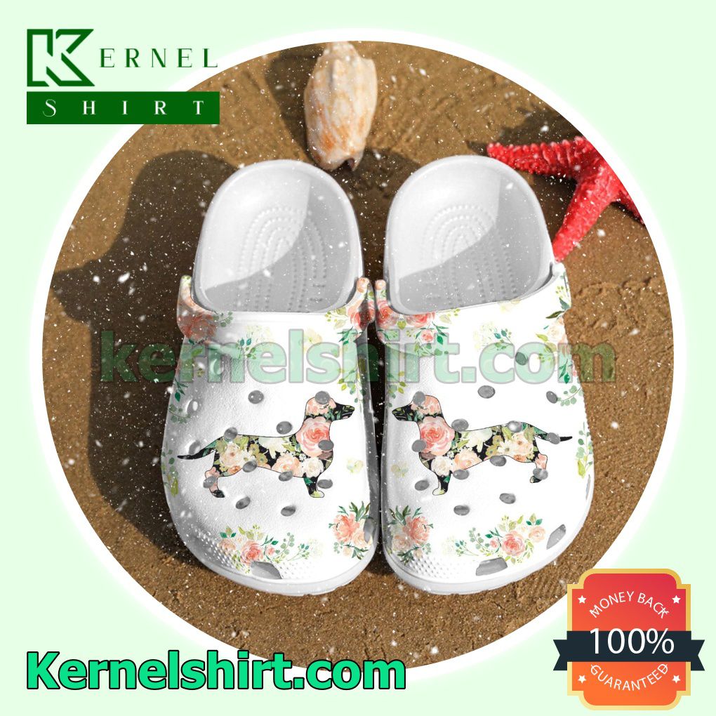 Dachshund Flowers Clogs Shoes Slippers Sandals