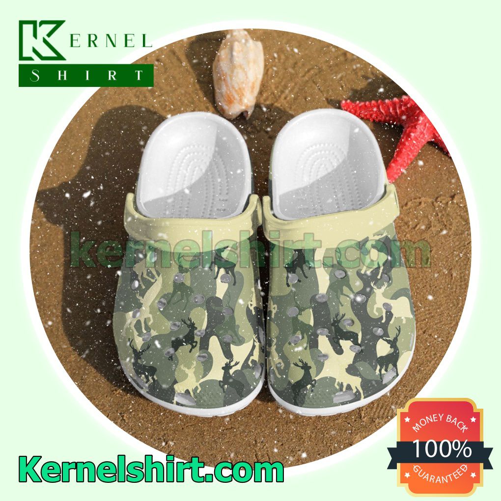 Deer Shadow Camo Pattern Clogs Shoes Slippers Sandals