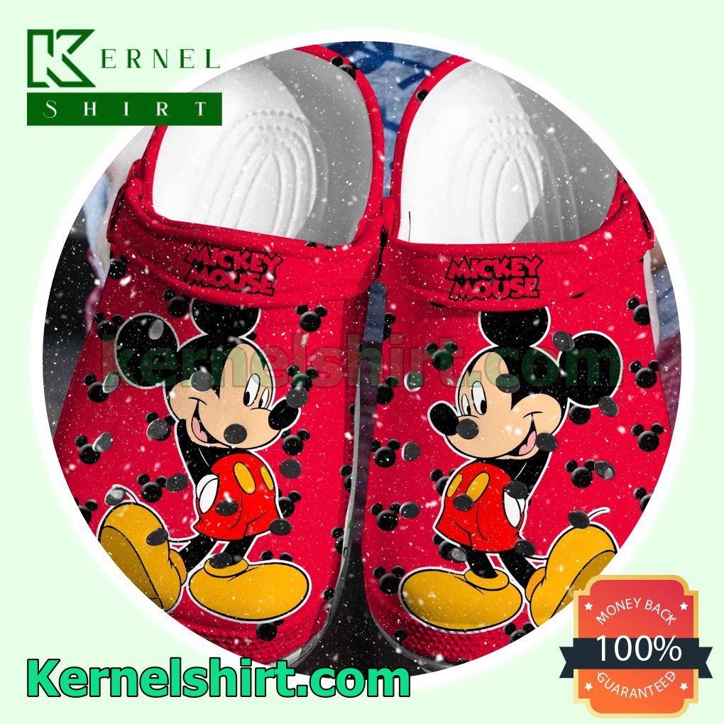 Disney Mickey Mouse Red Clogs Shoes Slippers Sandals