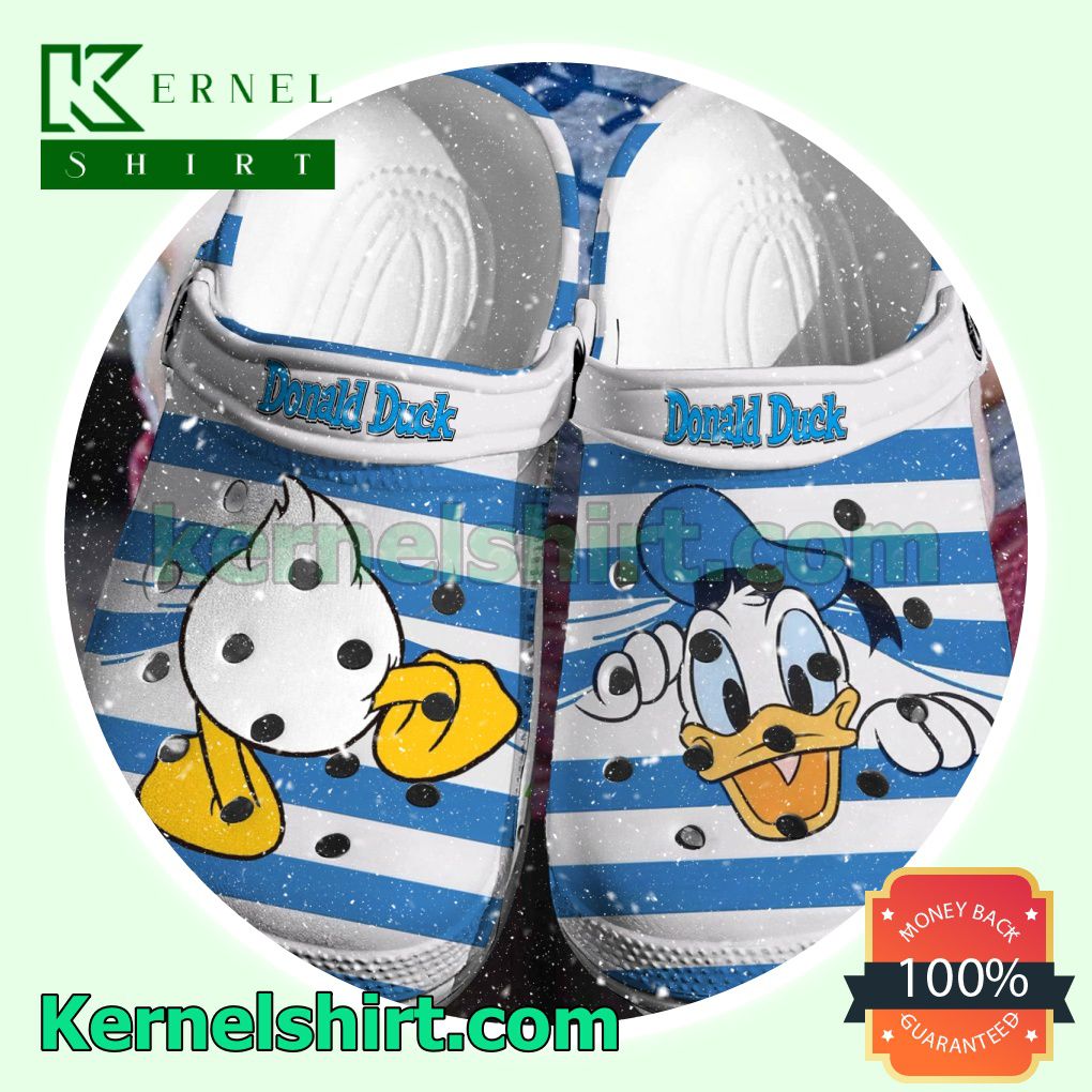 Donald Duck Blue And White Stripes Clogs Shoes Slippers Sandals