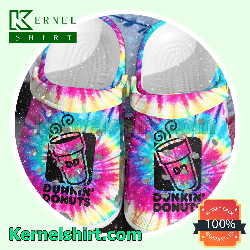 Dunkin' Donuts Multicolor Tie Dye Clogs Shoes Slippers Sandals