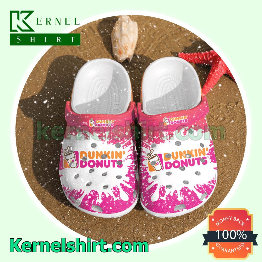 Dunkin' Donuts Pink Splash Clogs Shoes Slippers Sandals